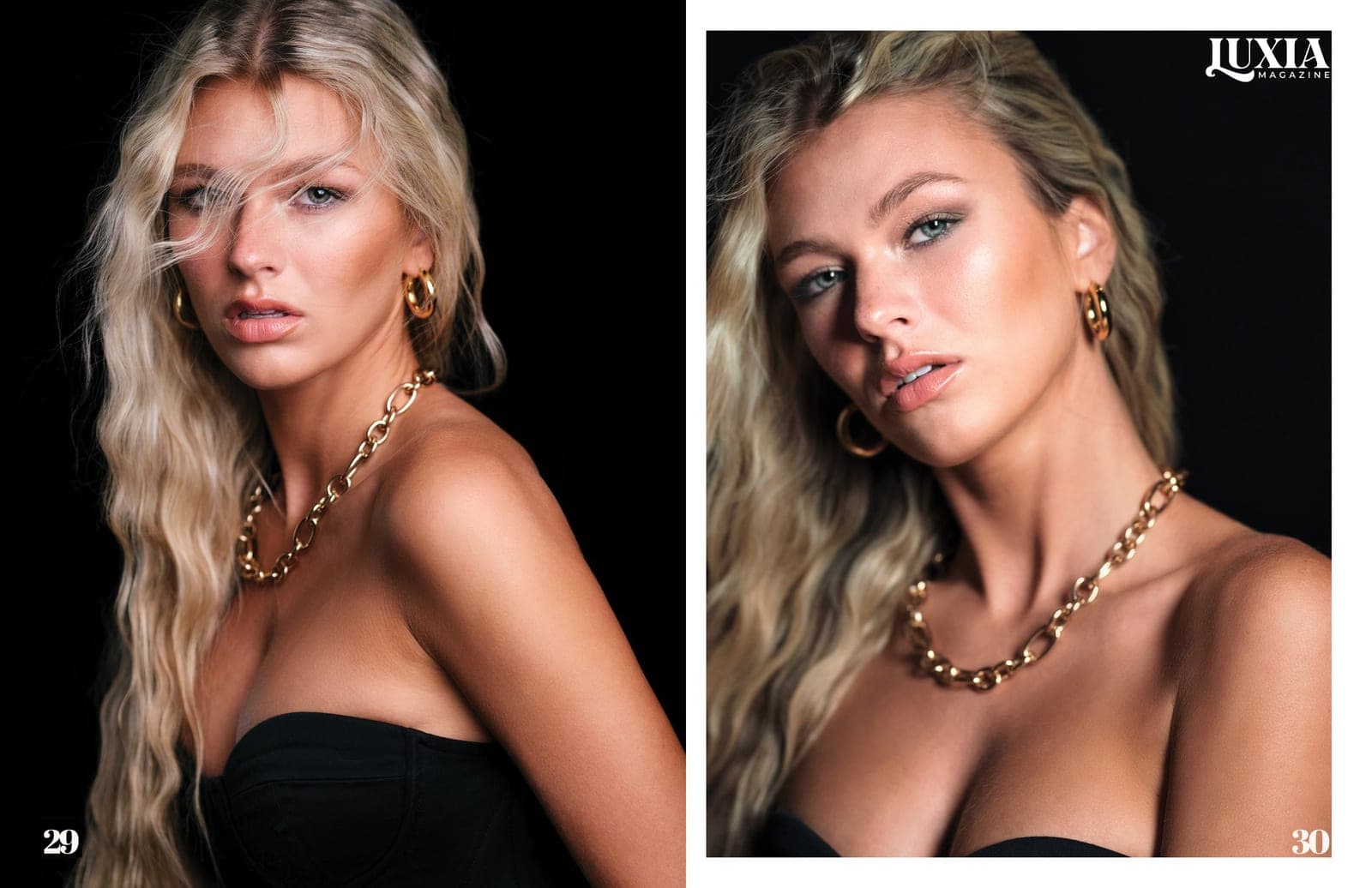 Close beauty portrait commission by Henry David: gold jewellery and sculpted studio light